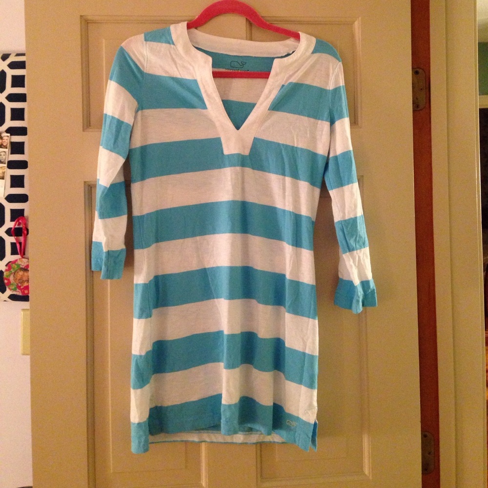 Vineyard Vines Blue and White Striped Women's Swim Coverup